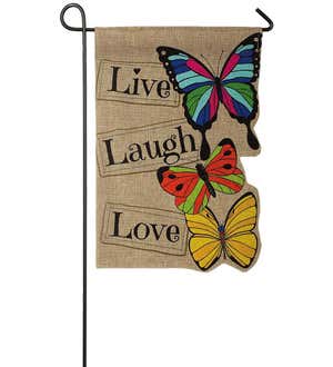 Live, Laugh, Love Burlap Garden Flag