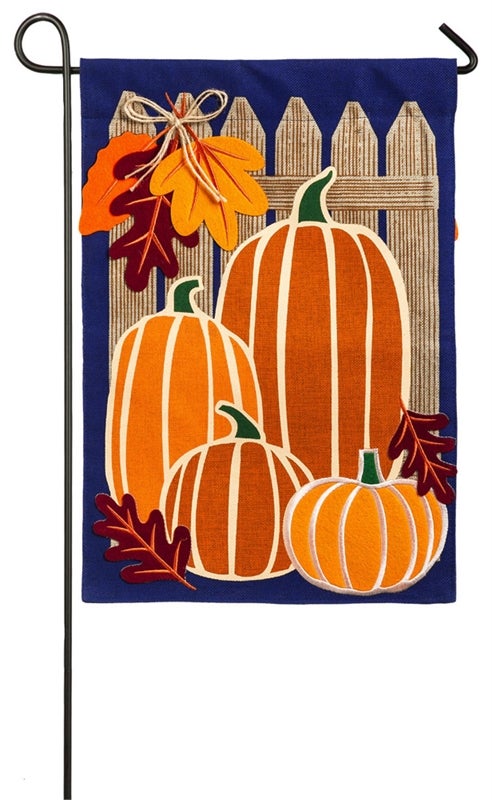 Autumn Pumpkin Patch Burlap Garden Flag