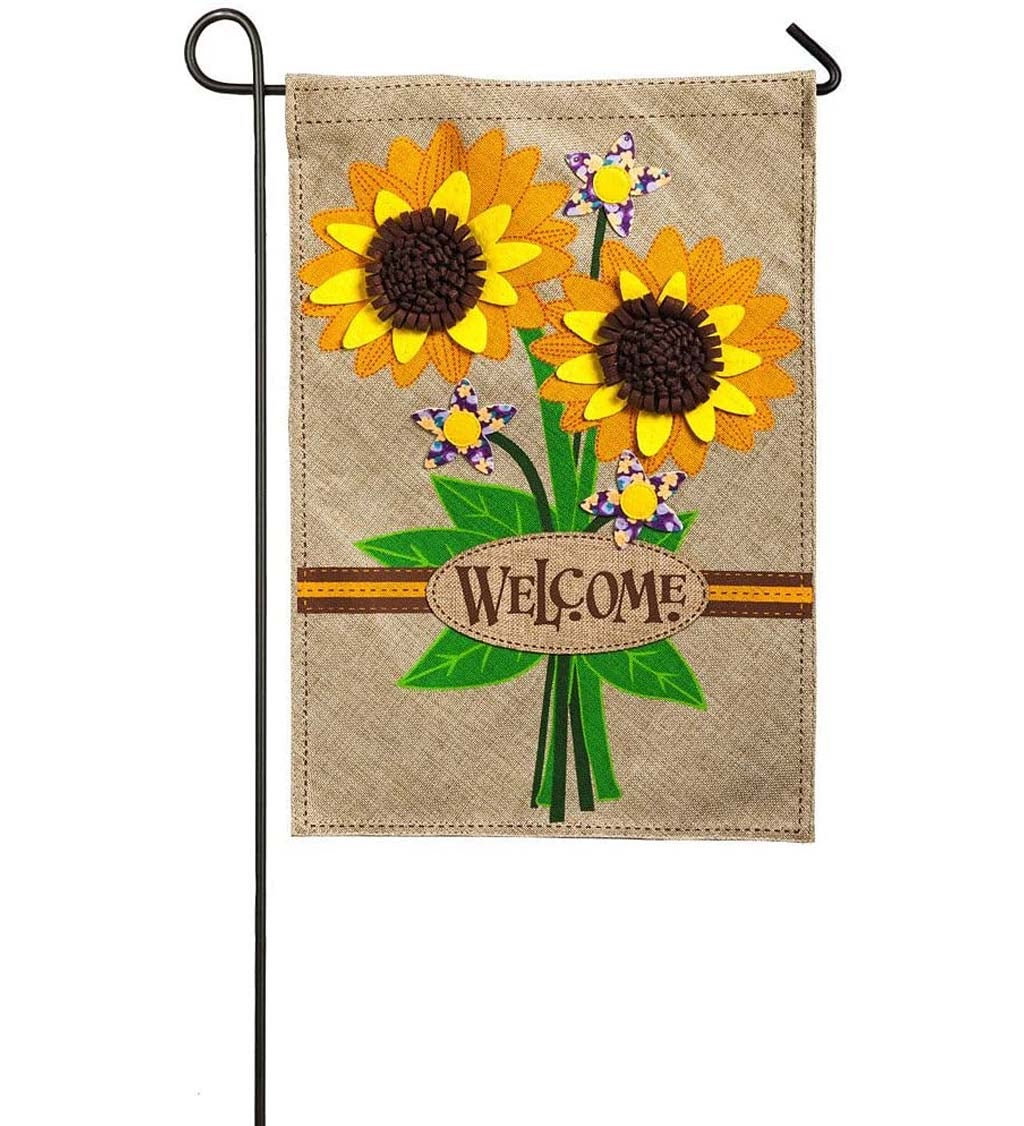 Sunflower Bouquet Burlap Garden Flag