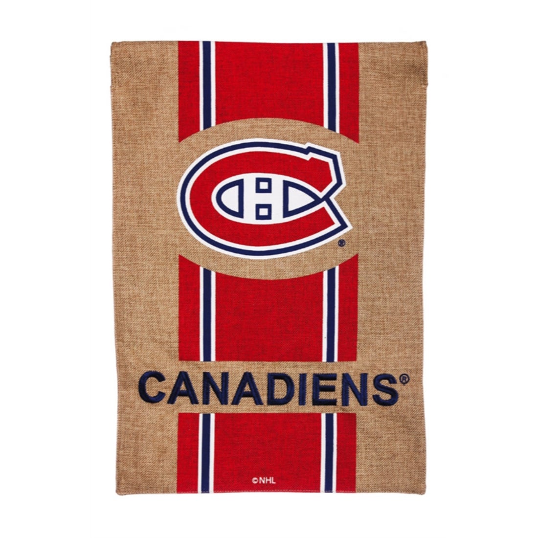 Montreal Canadiens Burlap Stripe Logo Garden Flag