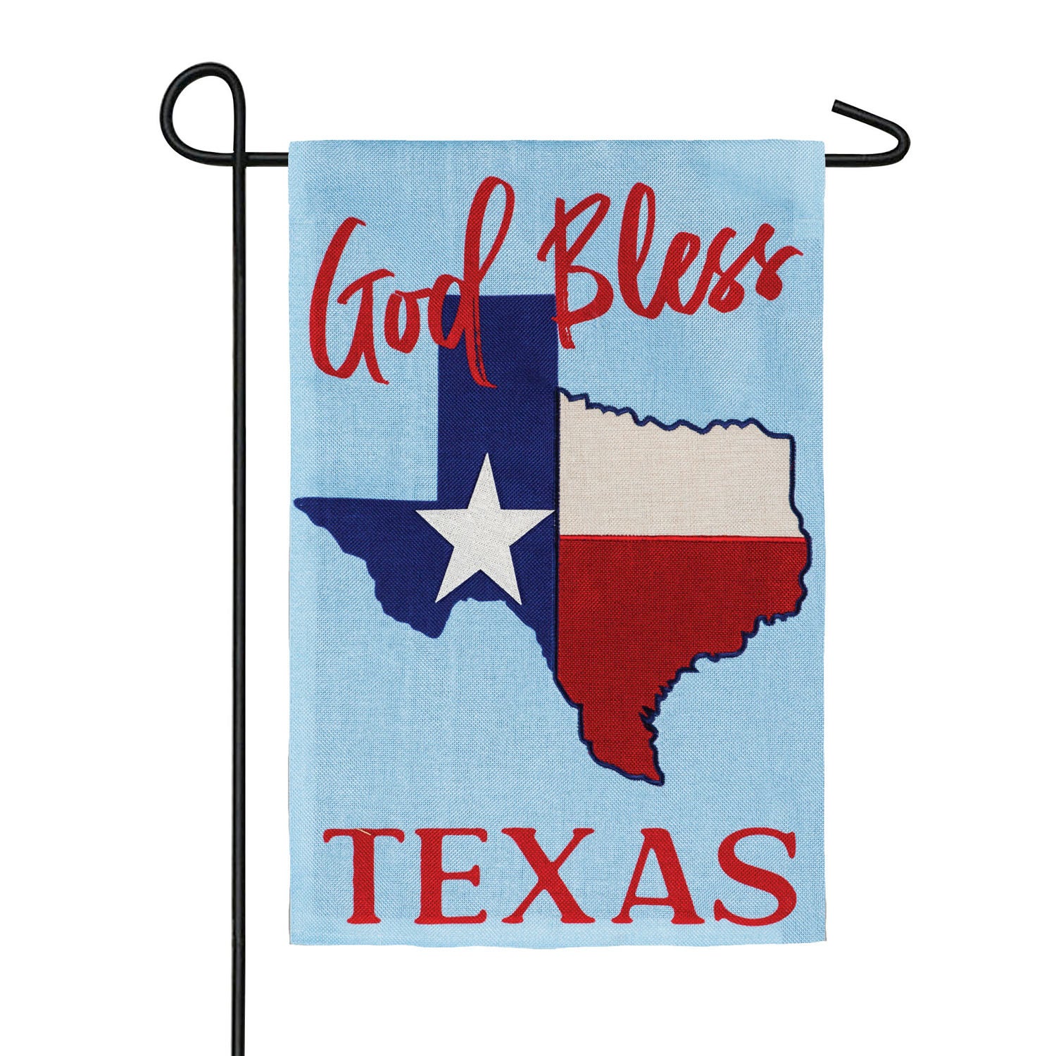 God Bless Texas Burlap Garden Flag