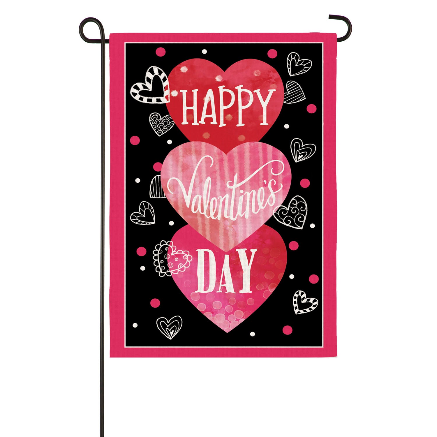 Valentine's Heart Trio Garden Burlap Flag