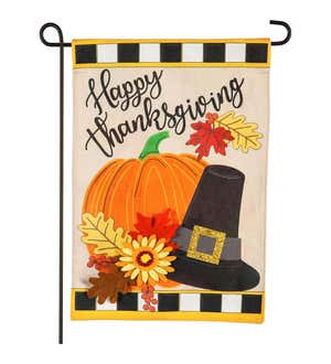 Happy Thanksgiving Garden Burlap Flag