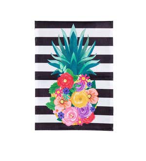 Color Floral Pineapple Striped Garden Burlap Flag