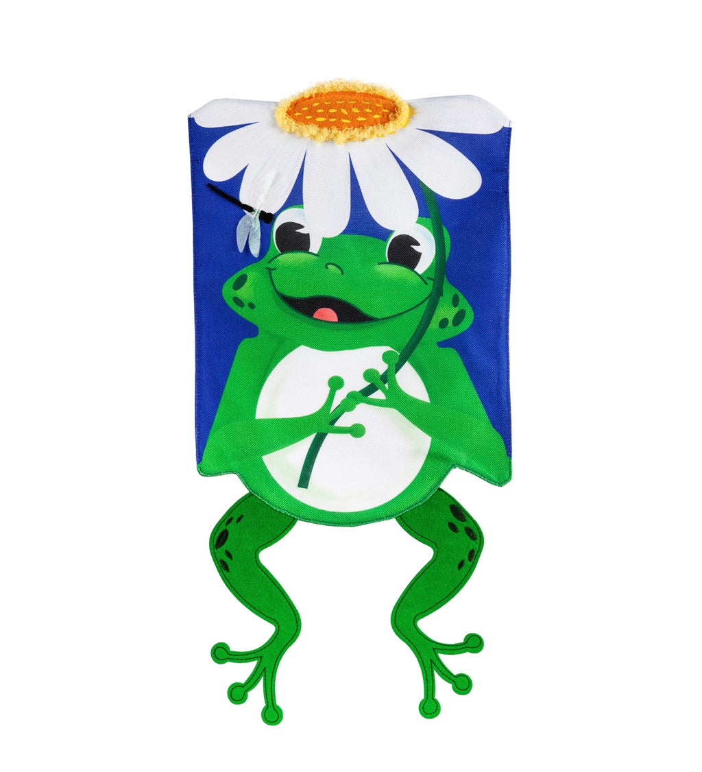 Shaped Frog Garden Burlap Flag