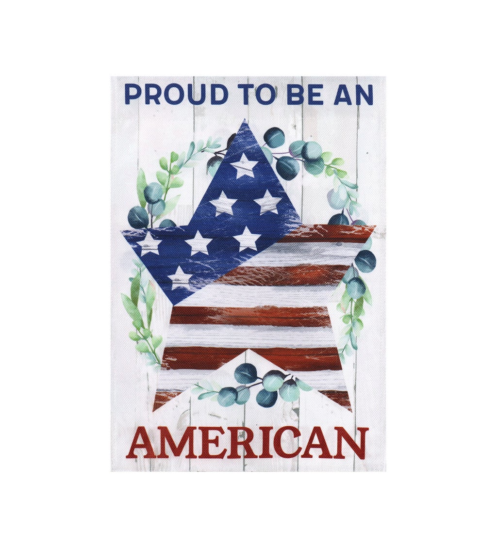 Proud to be an American Garden Burlap Flag