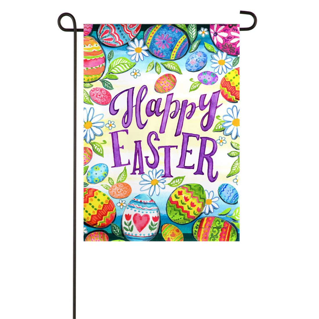Happy Easter Eggs Garden Textured Suede Flag