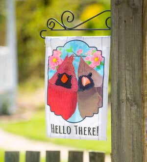 Friendly Cardinals Garden Linen Flag