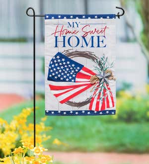American Flag Wreath Garden Linen Flag