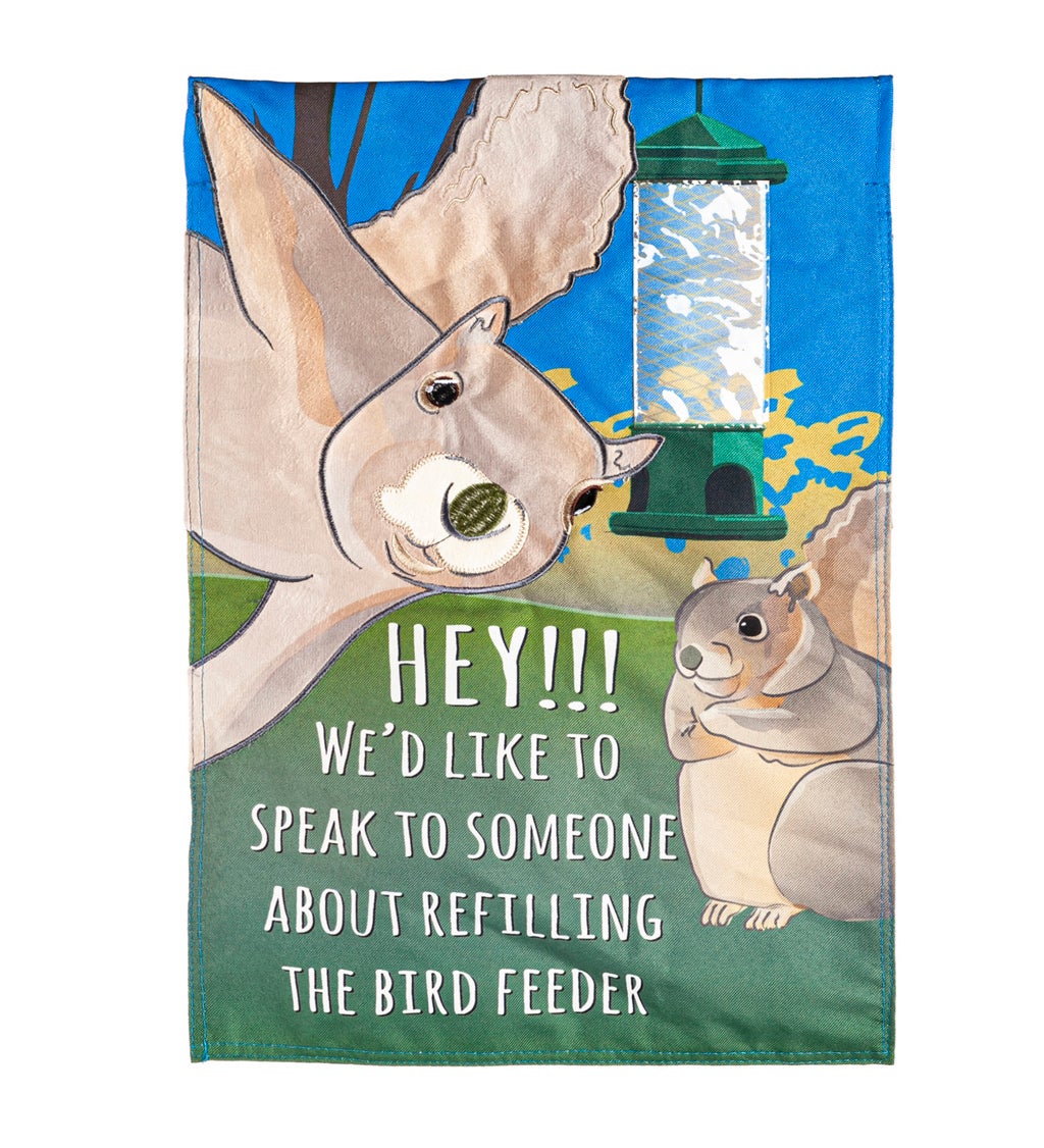 Squirrel Feeder Garden Linen Flag