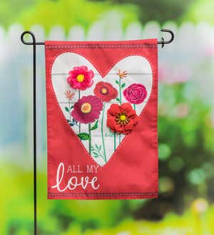 Heart of Flowers Garden Linen Flag