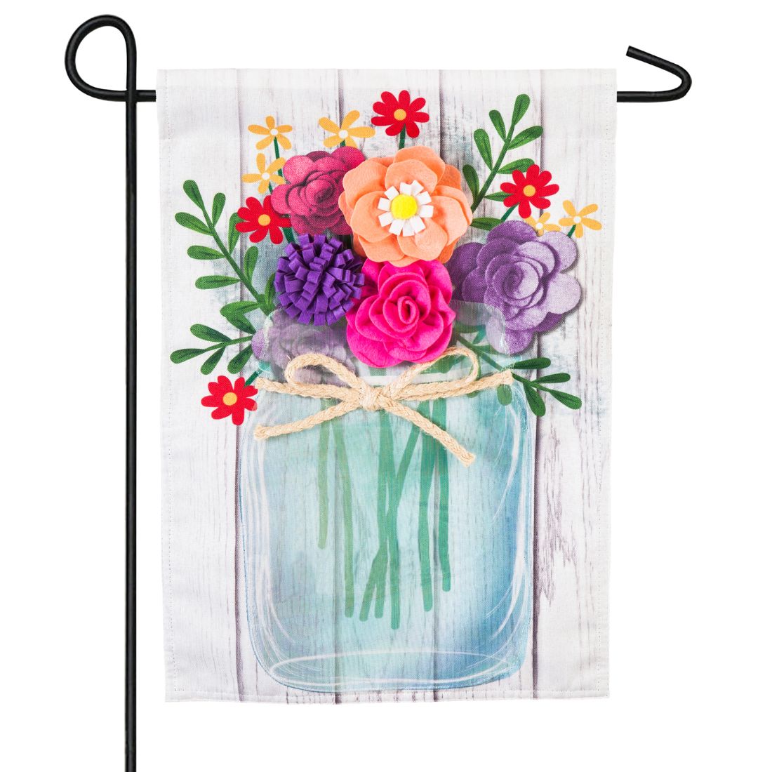 Mason Jar Bouquet Linen Garden Flag