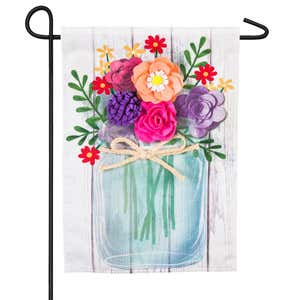 Mason Jar Bouquet Linen Garden Flag