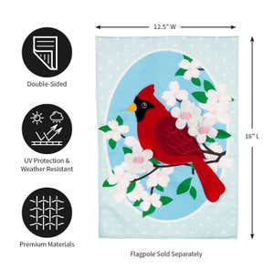 Cardinal Dot&Dogwoods Garden Linen Flag