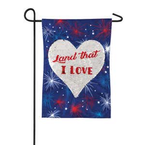 Land That I Love Reversible Heart Garden Linen Flag
