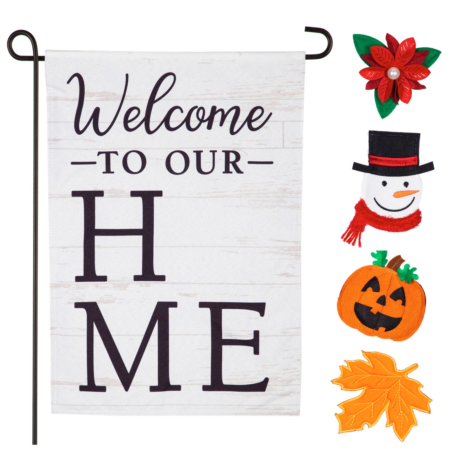 Welcome to Our Home Interchangeable Icon Garden Linen Flag