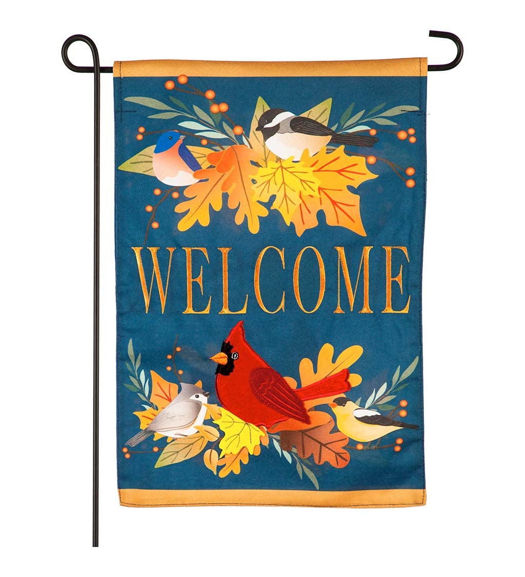 Autumn Songbirds Garden Linen Flag