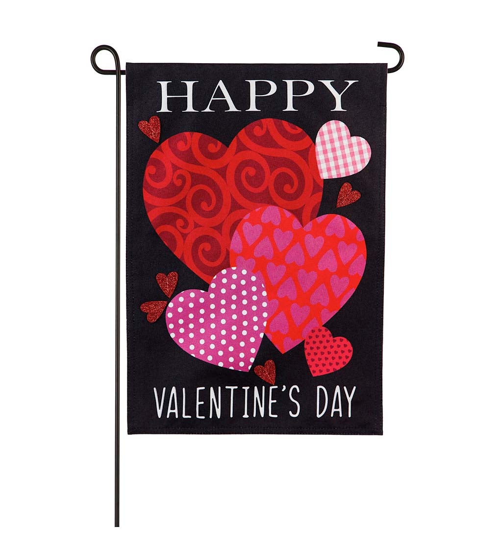 Valentine's Day Mixed Print Hearts Garden Linen Flag