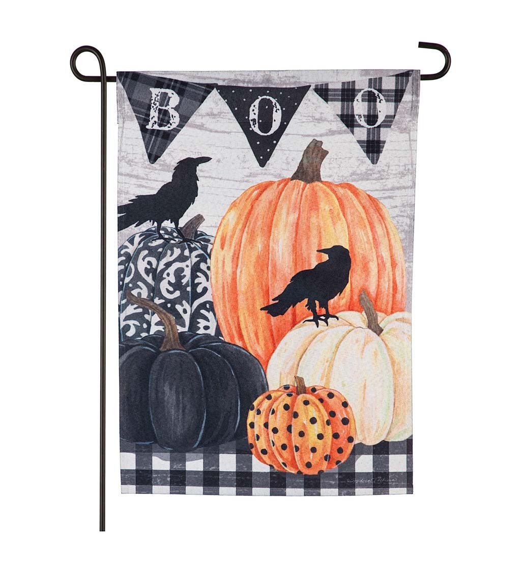 Pumpkins and Crows Garden Linen Blackout Flag