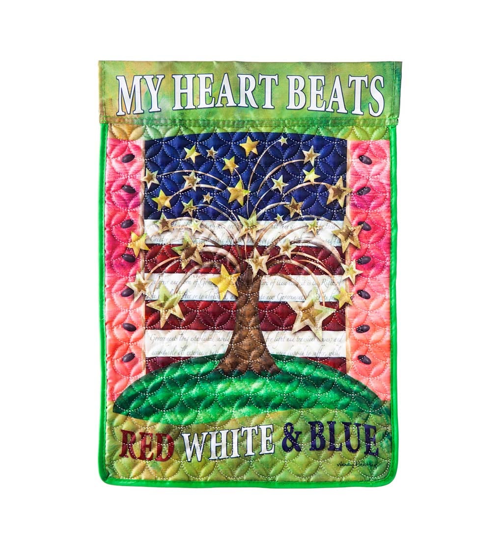 American Heart Beat Garden Quilted Flag