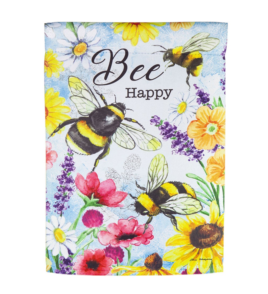 Bright Flowers and Bumblebees Garden Suede Flag
