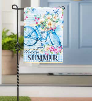 Hello Summer Bike Garden Suede Flag
