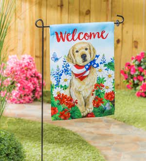 Dog with Patriotic Bandana Garden Suede Flag