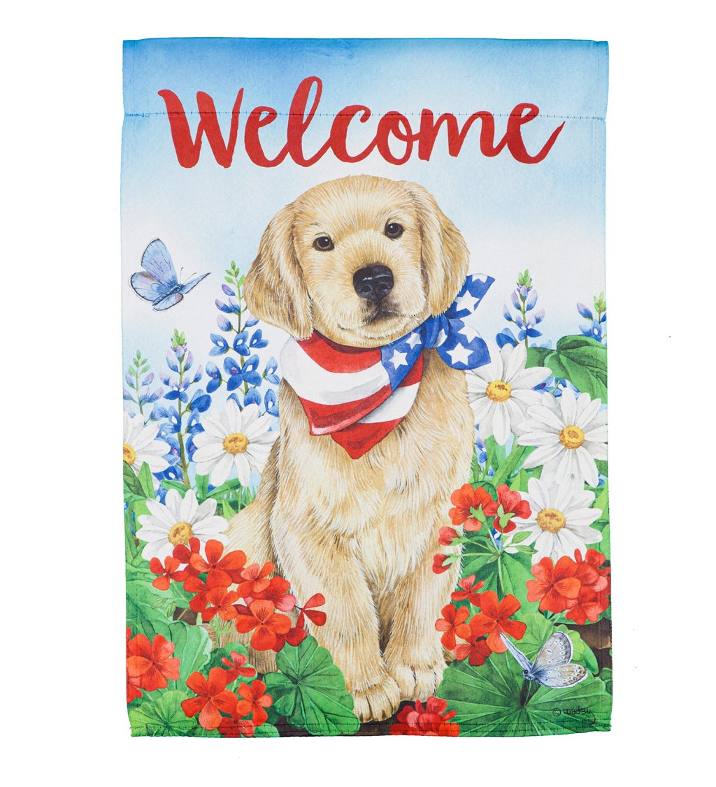 Dog with Patriotic Bandana Garden Suede Flag