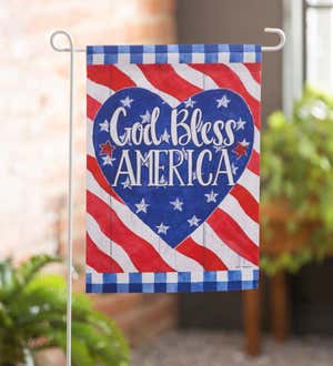 God Bless America Heart Garden Suede Flag