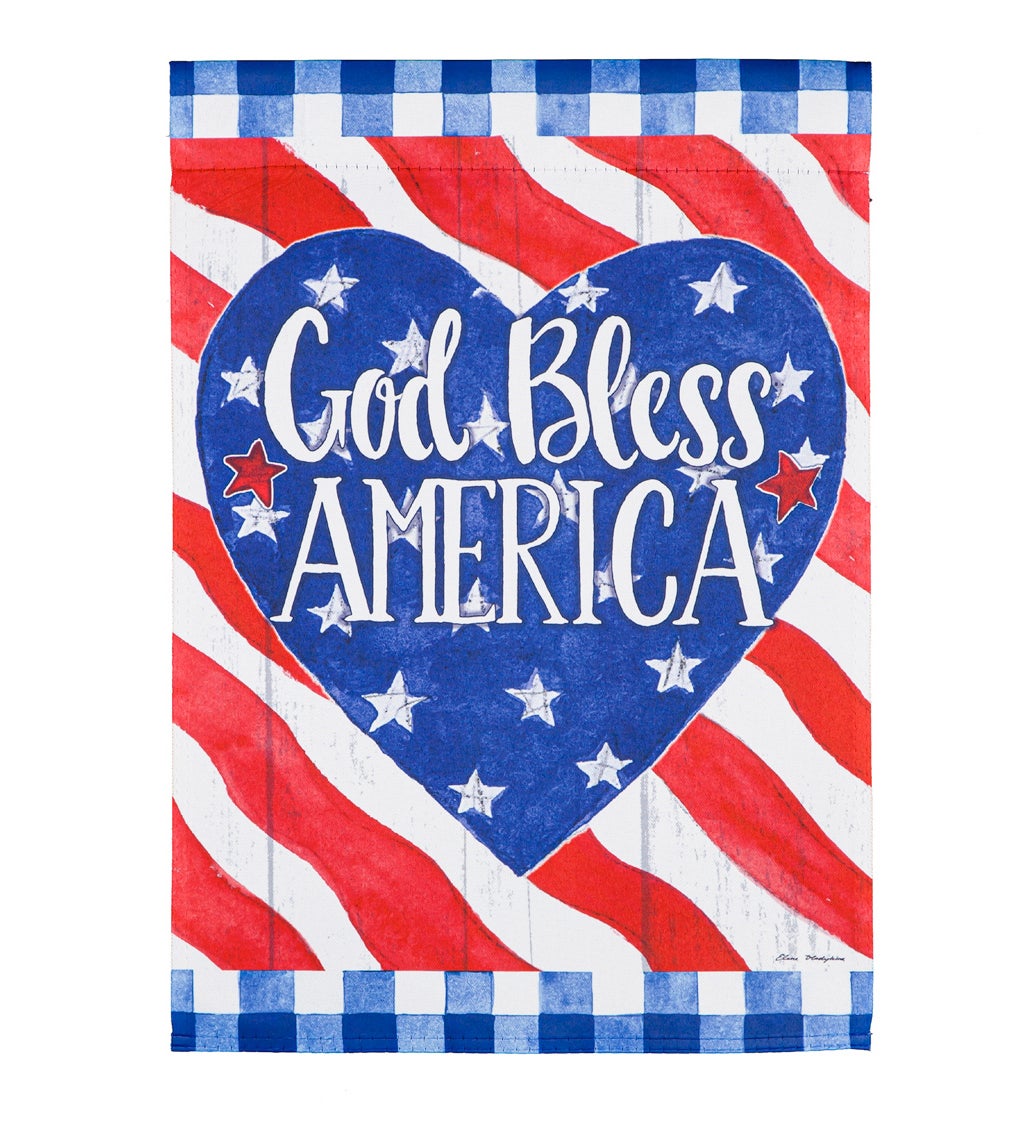 God Bless America Heart Garden Suede Flag