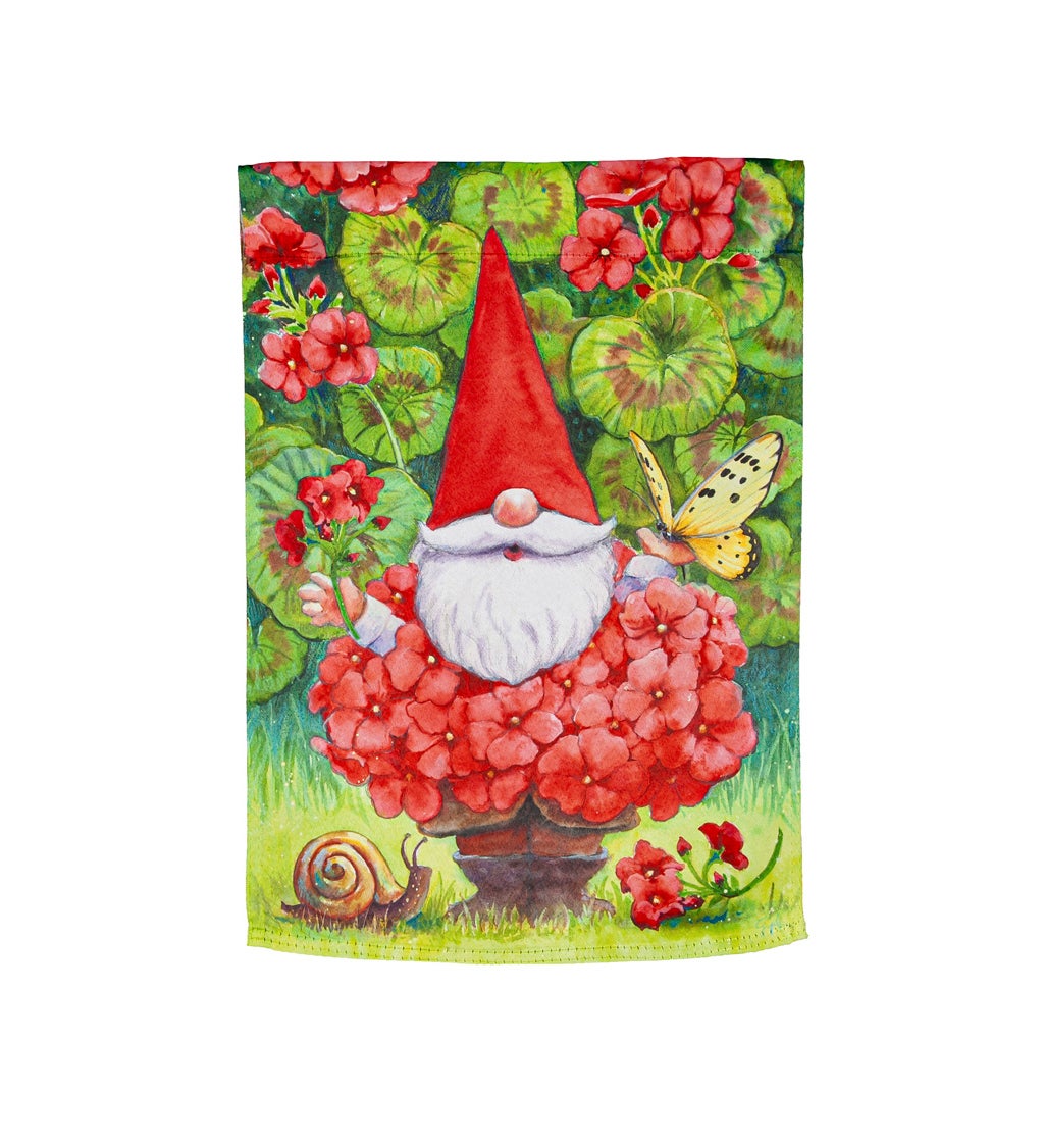 Geranium Gnome Garden Suede Flag