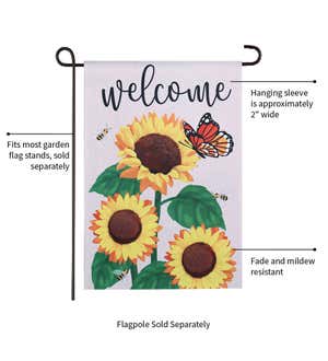 Sunflower "Welcome" Garden Suede Flag