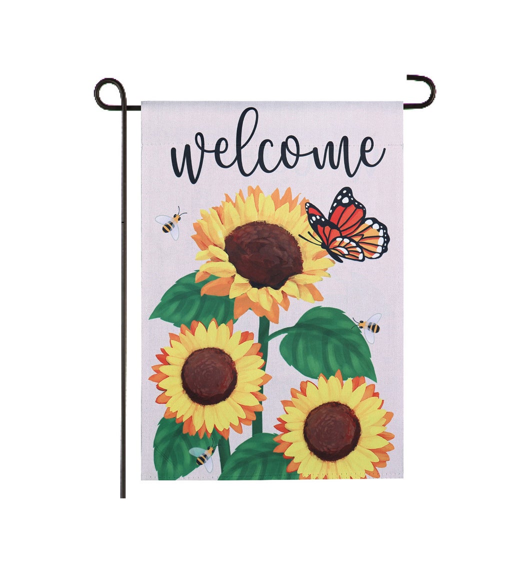 Sunflower "Welcome" Garden Suede Flag
