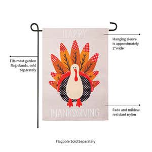 Turkey "Happy Thanksgiving" Garden Suede Flag