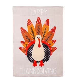 Turkey "Happy Thanksgiving" Garden Suede Flag