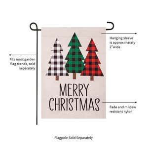 Mixed Pattern Trees "Merry Christmas" Garden Suede Flag