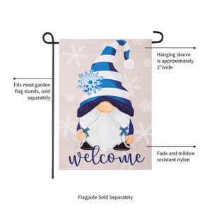 Winter Gnome "Welcome" Garden Suede Flag