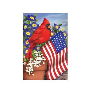 Americana Cardinal Glory Suede Garden Flag