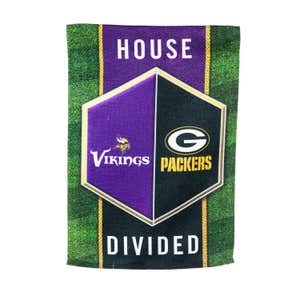 Packers, Vikings House Divided Suede Garden Flag
