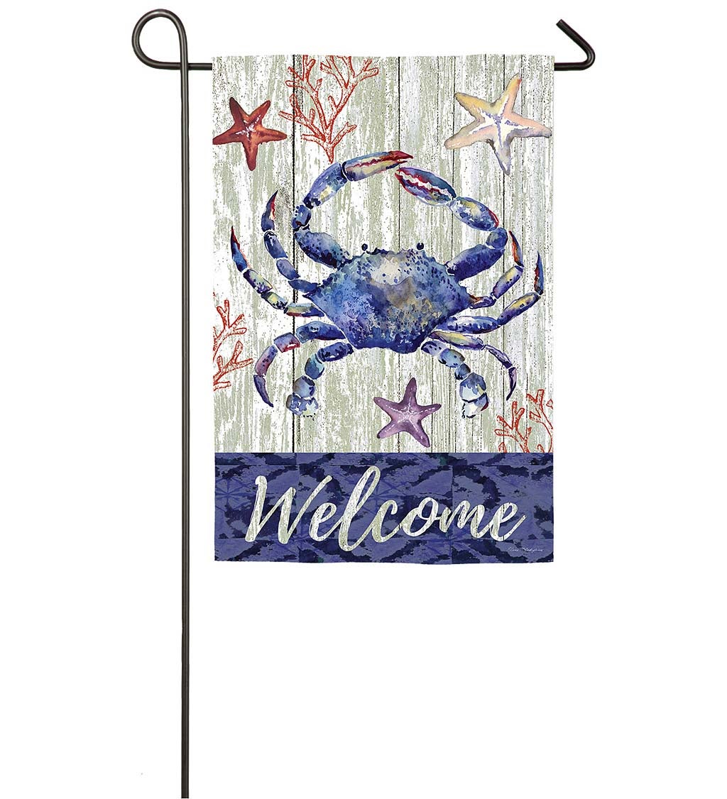 Welcome Crab Suede Garden Flag
