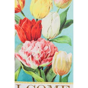 Vintage Tulips Garden Suede Flag