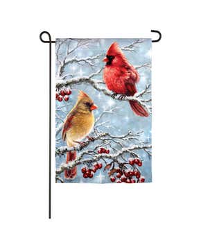Winter Cardinals Garden Suede Flag
