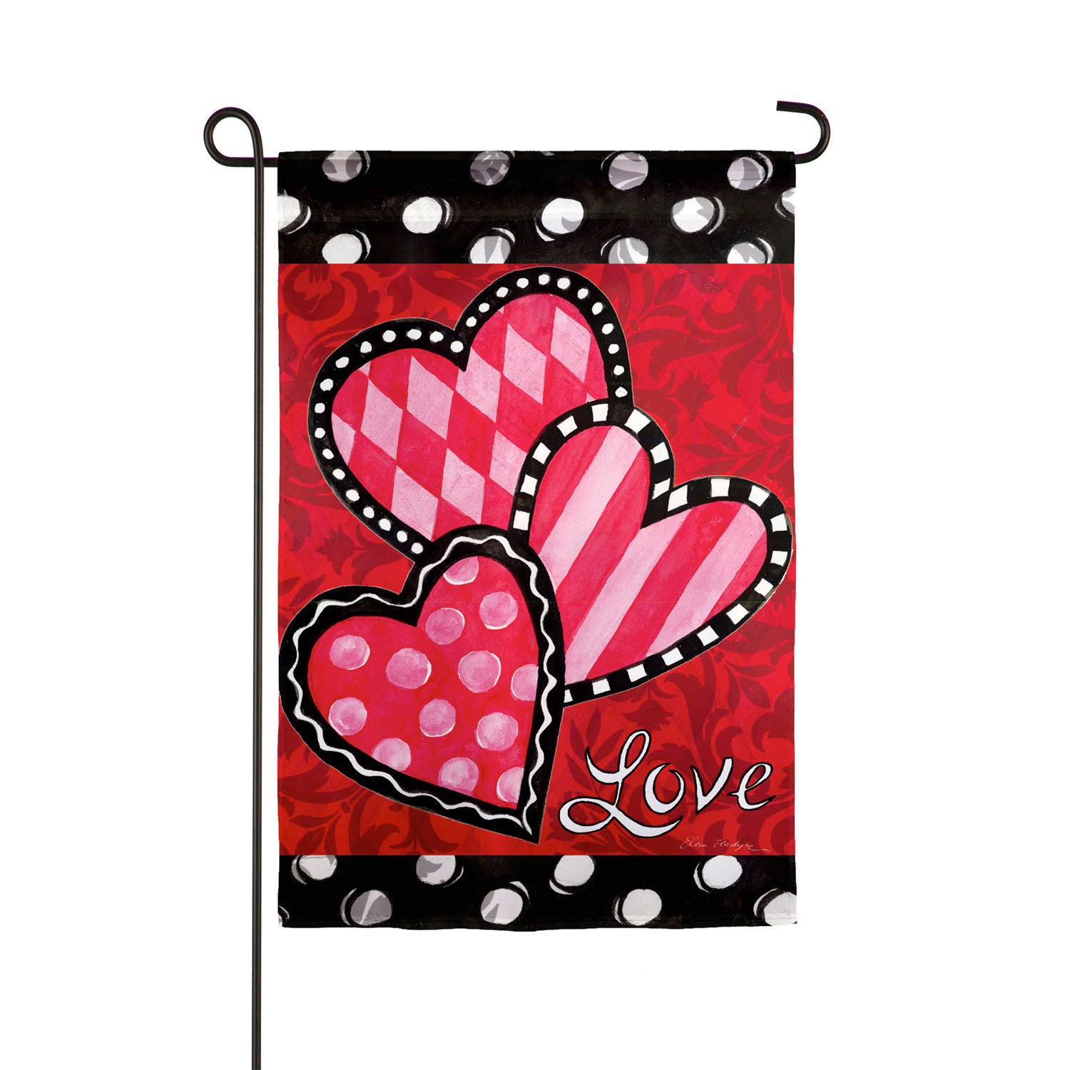 Bright Valentine's Hearts Garden Suede Flag