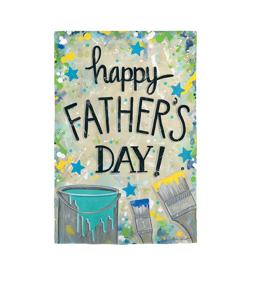 Happy Father's Day Dropcloth Garden Suede Flag