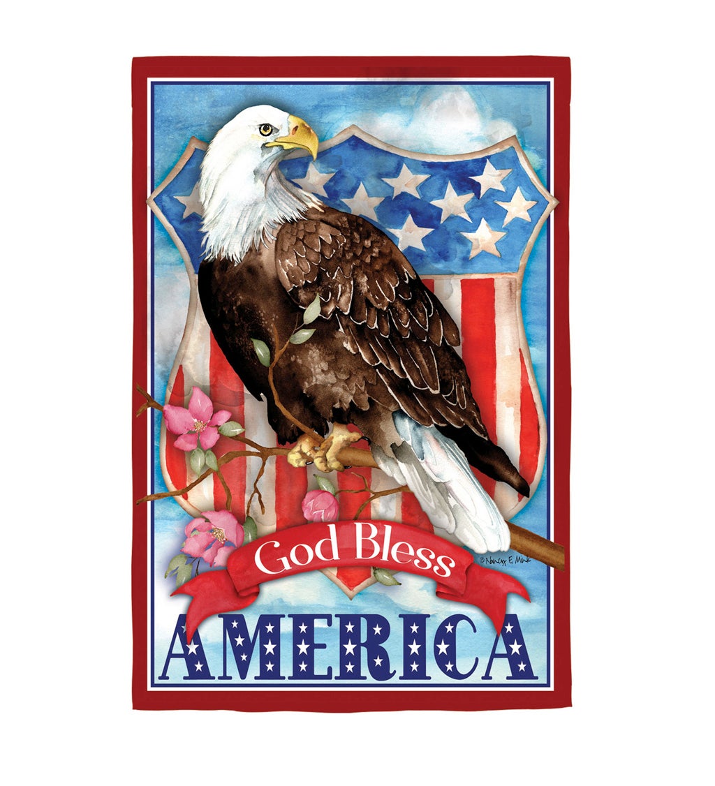 God Bless America Eagle Garden Suede Flag
