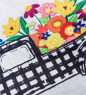 Plaid Truck Floral Garden Strie Flag