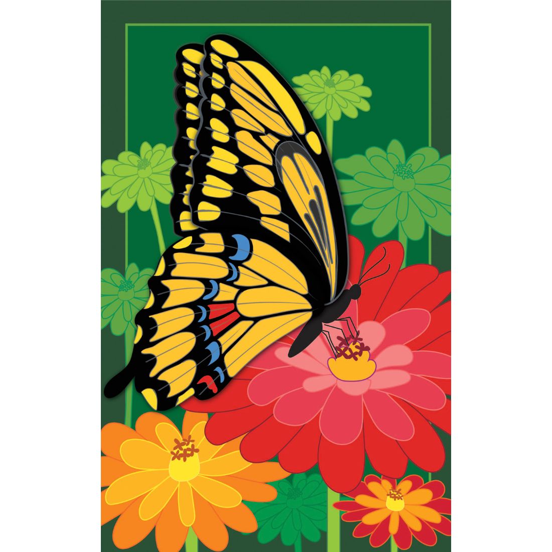 Blossoms and Butterfly House Applique Flag