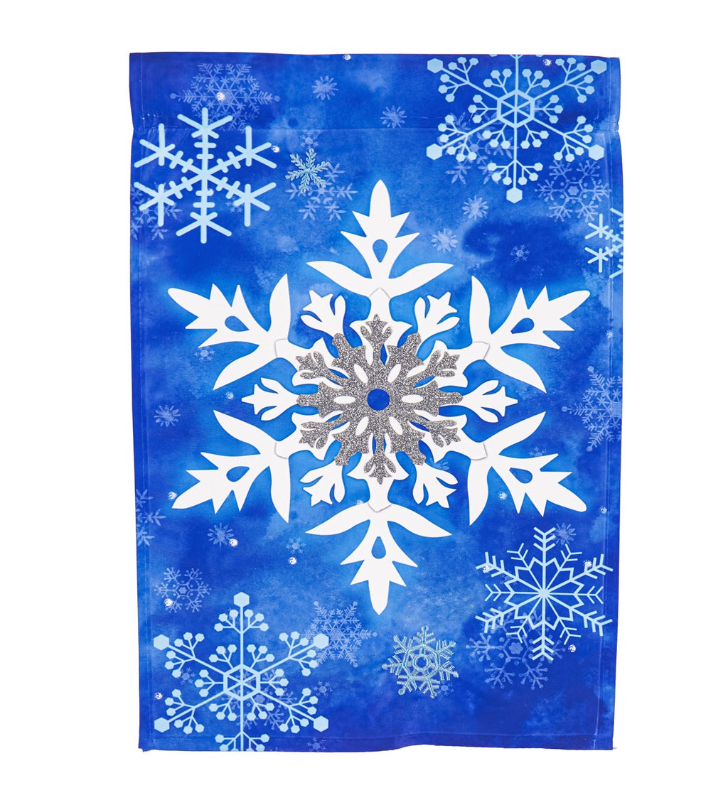 Winter Snowflakes House Applique Flag