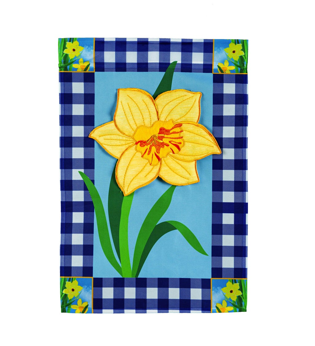 Buffalo Check Daffodils House Applique Flag