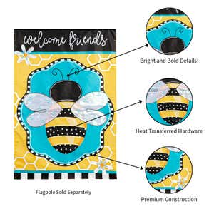 Buzzing Bee Welcome House Applique Flag
